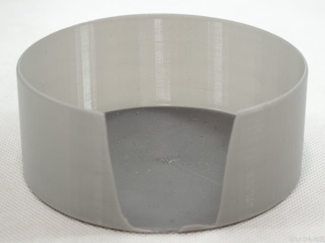 どんなに柔らかくても、壁や底が薄いと割れやすいです。これはPETGフィラメントであっても仕方がありませんね。