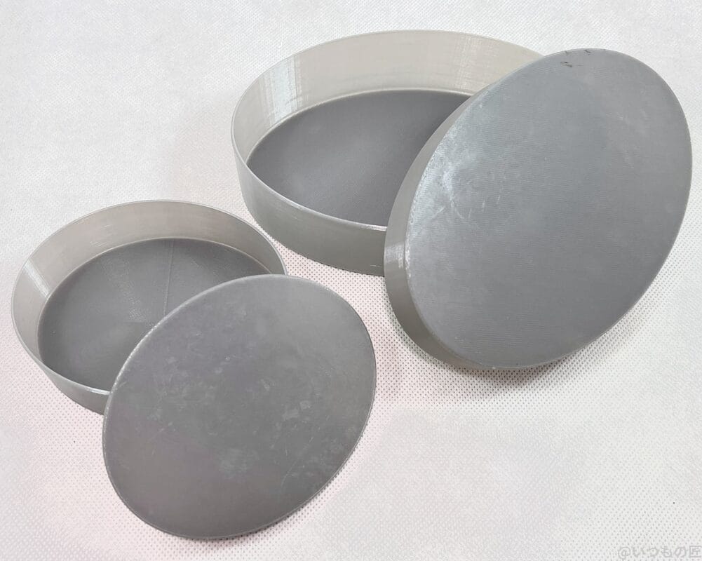 3dprint-vase-spiral-oval-gray | 3dプリンターの匠 PETGフィラメントでスパイラル(花瓶)モードで印刷した楕円のシンプルな深皿を大小2種類作ってみました。