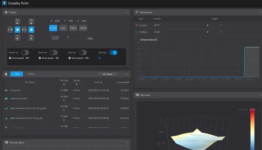ender3v3plus-webui | 3dプリンターの匠 Ender-3 V3 Plus レビュー
Web管理画面
